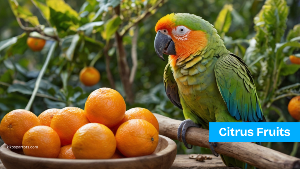 Citrus fruits as a refreshing and nutritious parrot food"