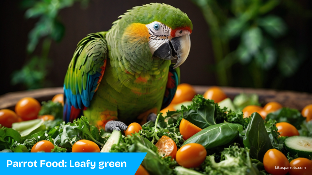 "Leafy greens as nutritious parrot food for a healthy diet"